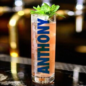 Personalized Sweden Vodka Glass, Custom Cocktail Tumbler, Highball Glass, Gift for Groomsman, Gift for Dad, Gift Ideas for Men, Long Glass