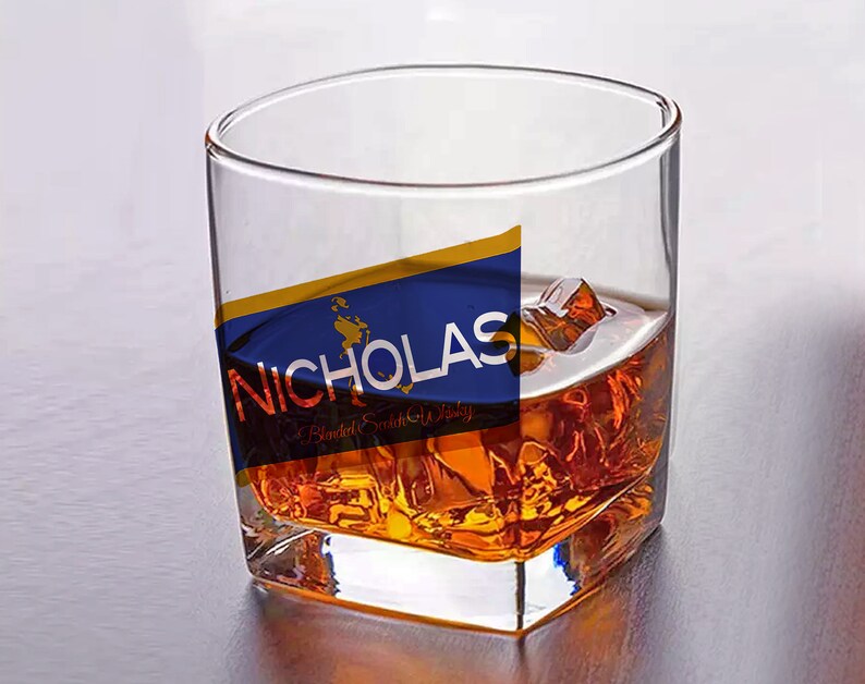 Blue Label Personalized Whiskey Glass Set, Custom Gift for Groomsman