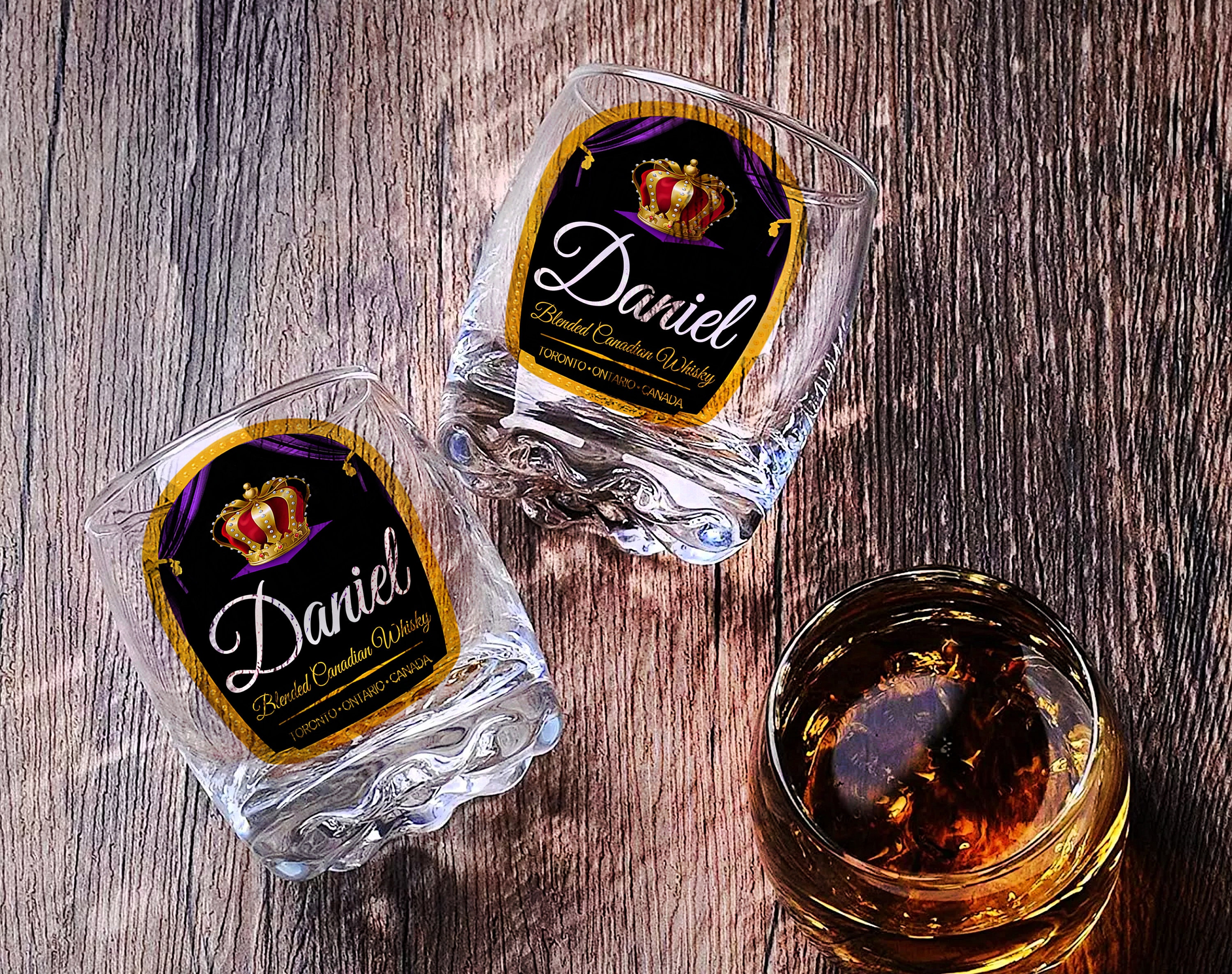 Personalized Crown Whiskey Glass Set, Royal Whiskey Tumbler, Gift for Dad, for Boyfriend, Birthday Gifts, Custom Old Fashioned Whiskey Glass