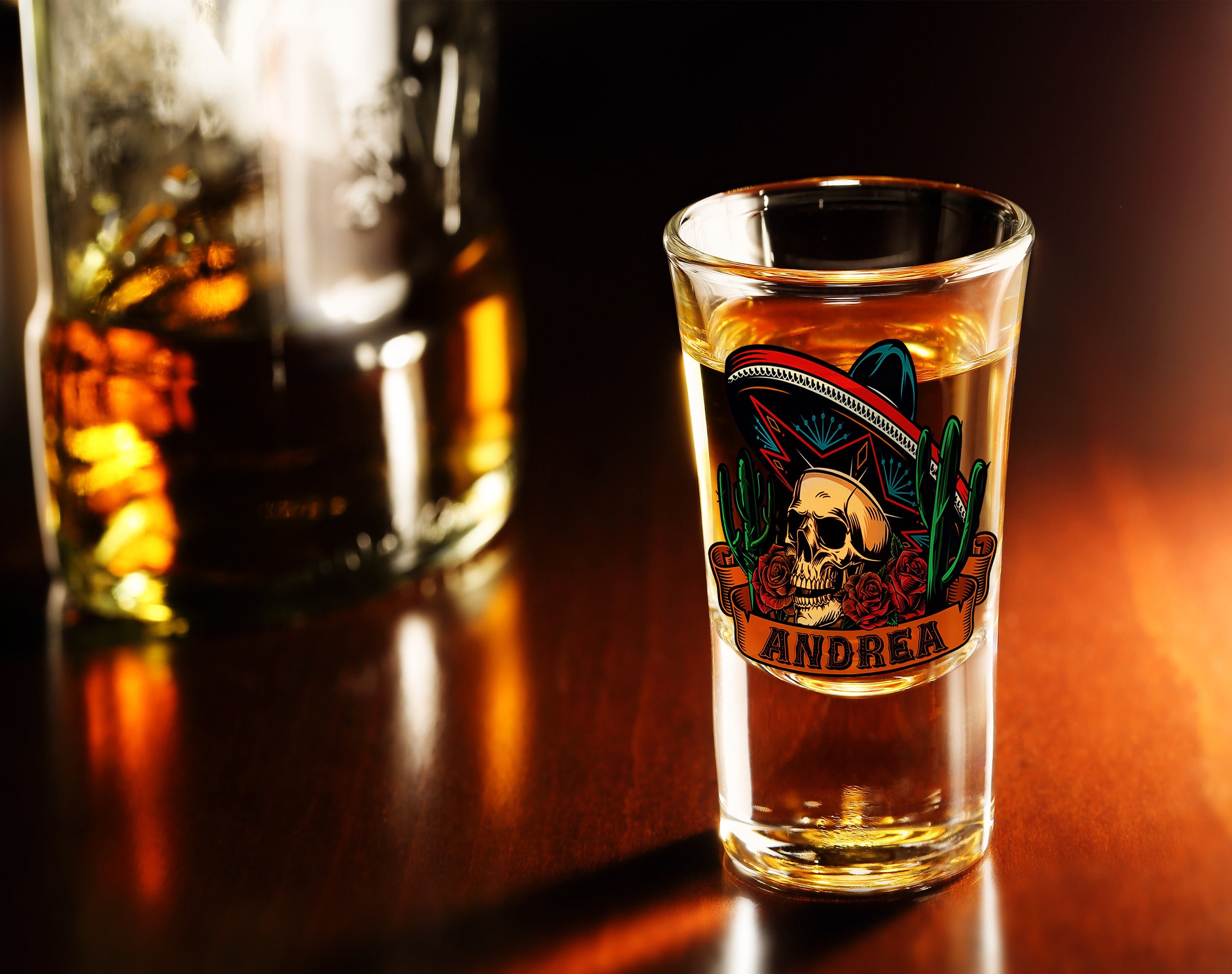 Personalized Mexican Tequila Glass Set, 2 Pcs Custom Tequila Shot Glasses, Fiesta Party Gift, Cinco de Mayo Gift, Sombrero, Birthday Gift