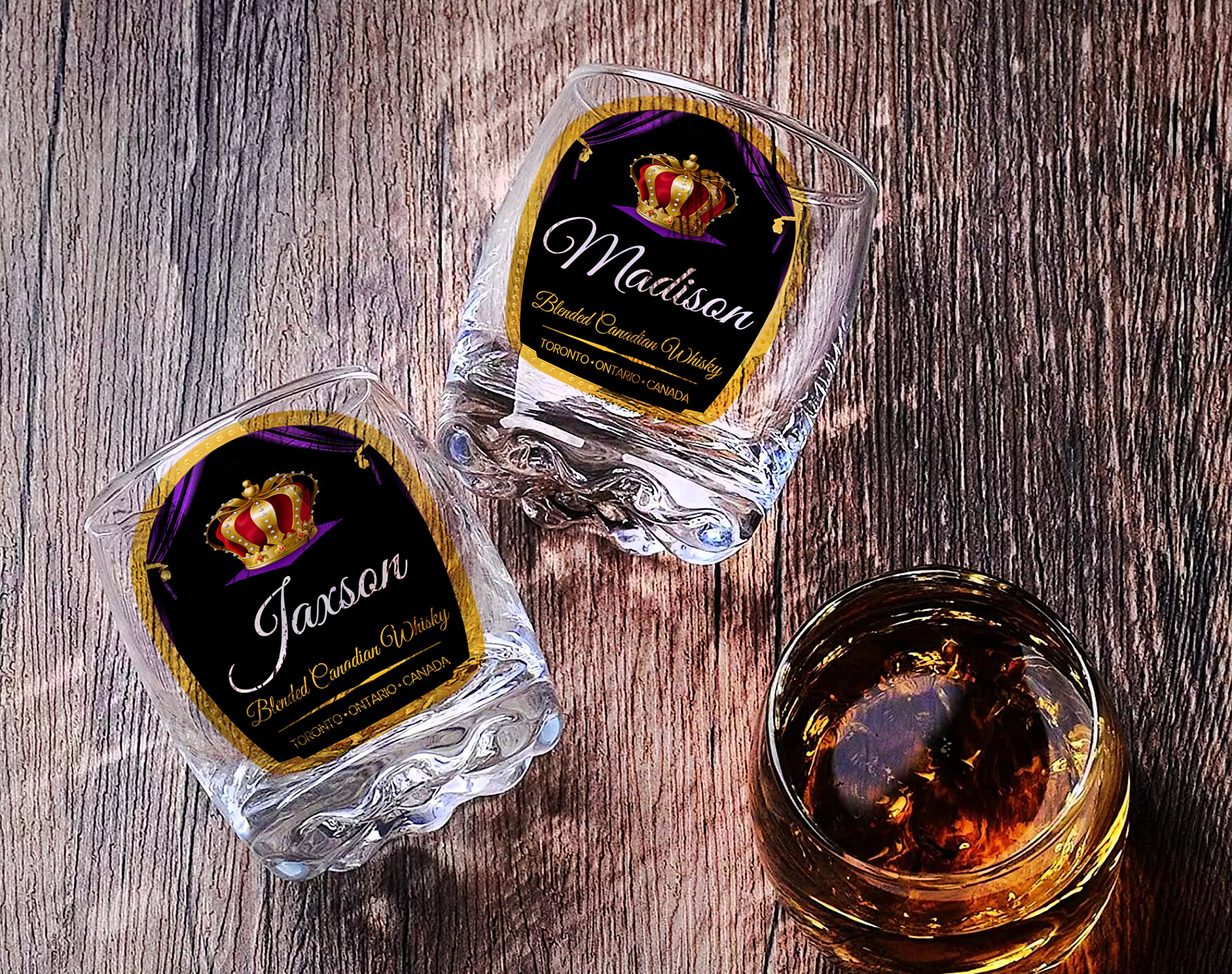 Personalized Crown Whiskey Glass Set, Royal Whiskey Tumbler, Gift for ...
