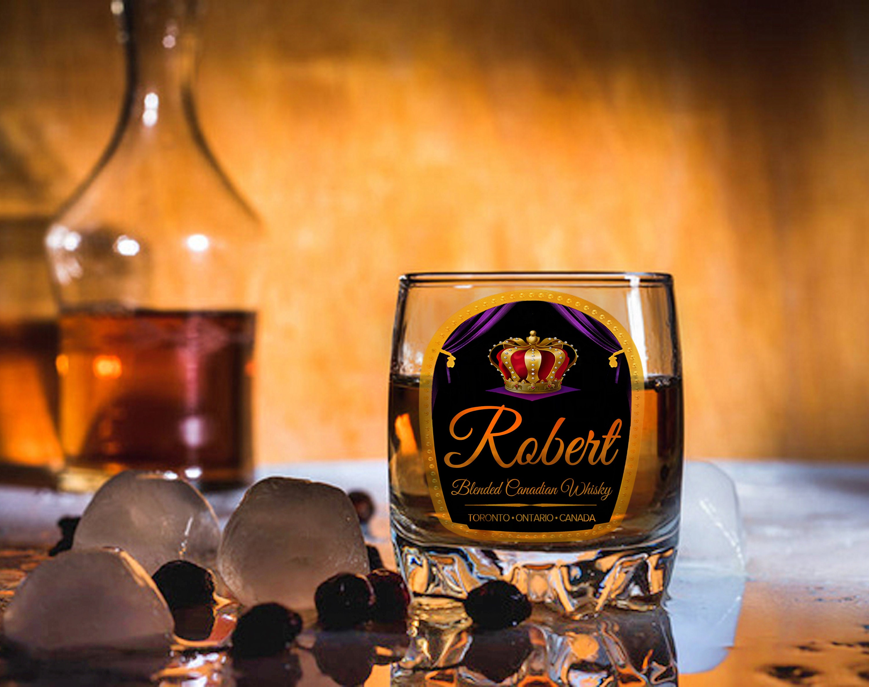 Personalized Crown Whiskey Glass Set, Royal Whiskey Tumbler, Gift for Dad, for Boyfriend, Birthday Gifts, Custom Old Fashioned Whiskey Glass