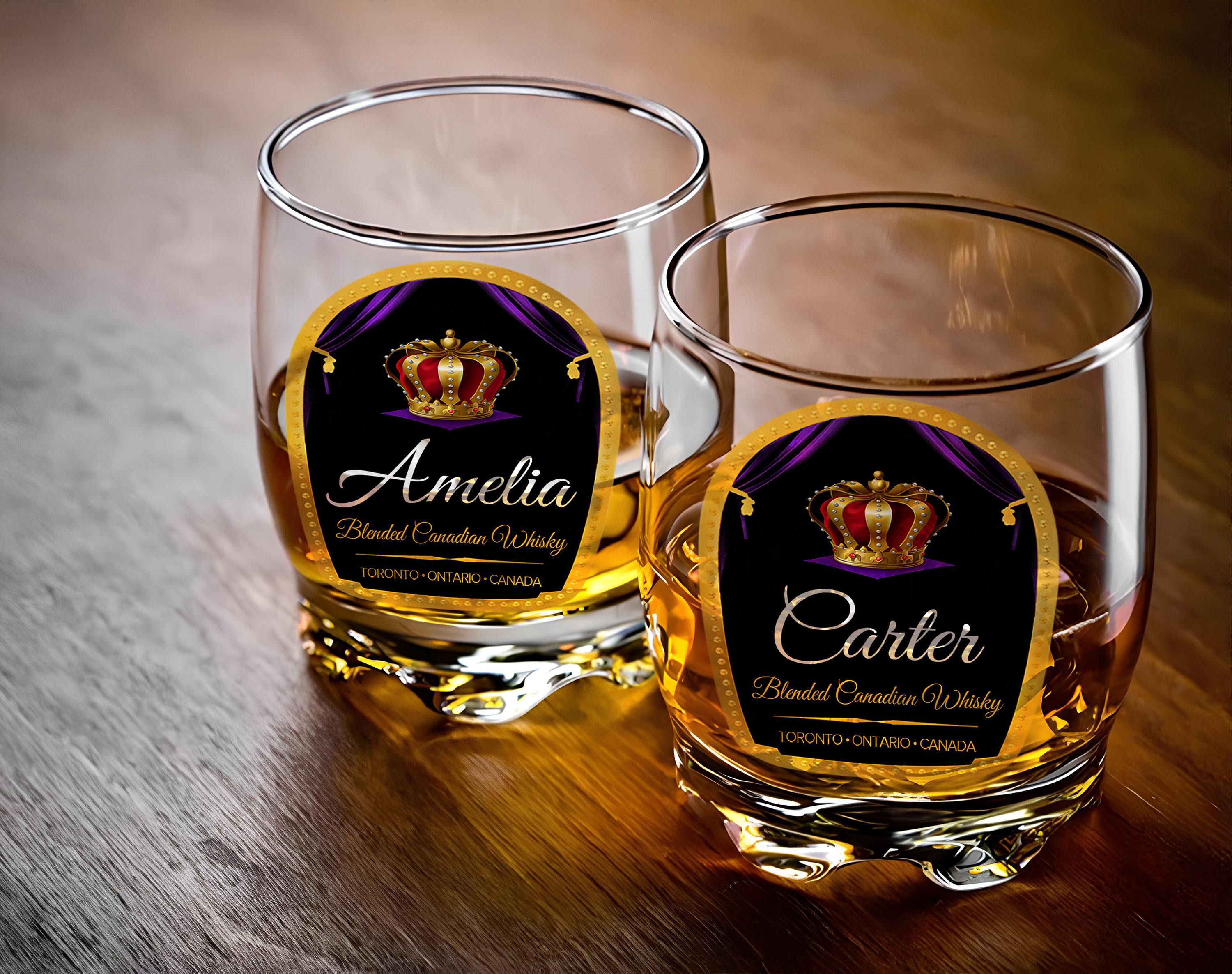Personalized Crown Whiskey Glass Set, Royal Whiskey Tumbler, Gift for Dad, for Boyfriend, Birthday Gifts, Custom Old Fashioned Whiskey Glass