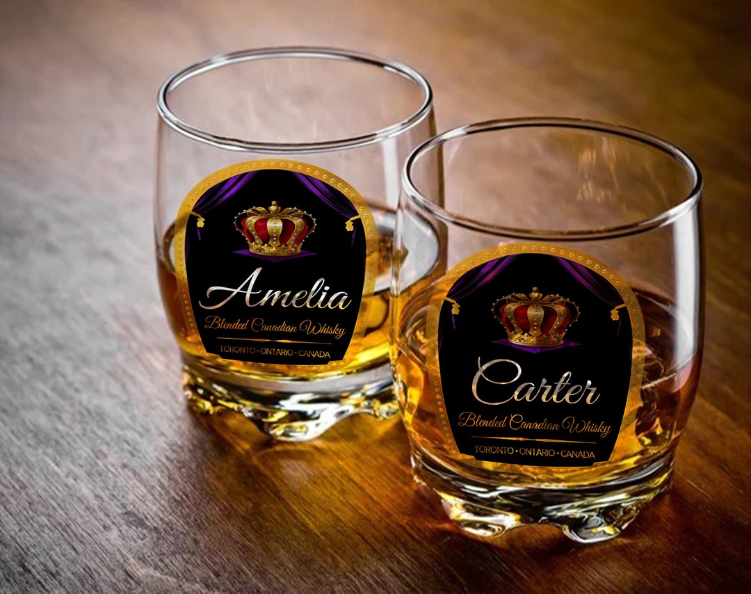 Personalized Crown Whiskey Glass Set, Royal Whiskey Tumbler, Gift for ...
