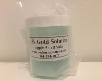 4oz 18K Gold solution, 18K gold electroplating solution, Industrial Grade