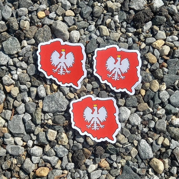 Poland Sticker with Eagle/Orzeł - Red & White - Polish Sticker - Water-resistant