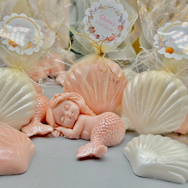 Rose Gold- Pearl Mermaid Party SOAP favors, Mermaid Birthday Party Decorations, baby shower favor, bridal shower favors, Under the sea kids