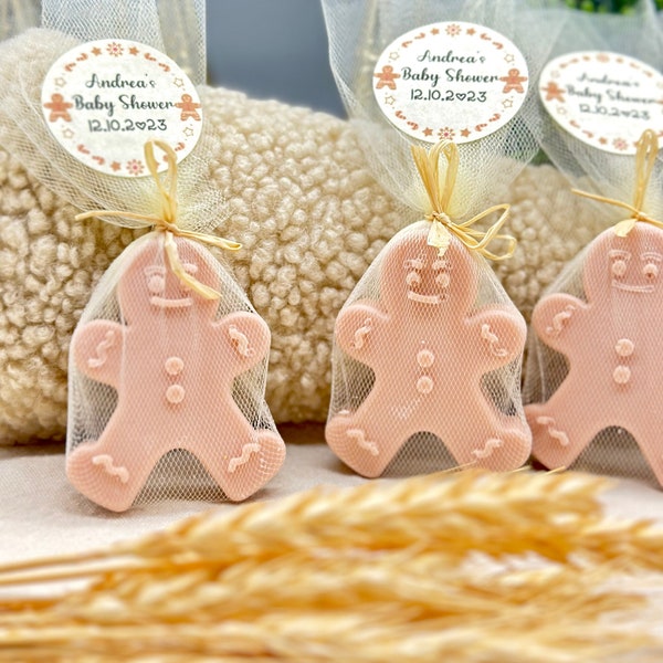 Gingerbread man scented Custom SOAP favors, Christmas favor, baby shower favors,gender neutral, bridal shower favors,winter wedding  favors,