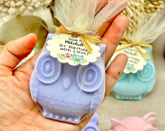 Big  Owl Soap favors, Personalized Baby Shower Boy Girl, Woodland Forest Animal Party favors, Owl Birthday Party Decorations, Gift for Bulk