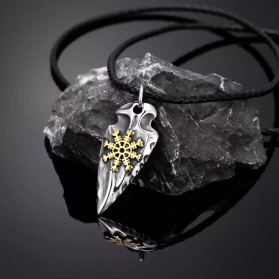 Vintage Rune Shield Stainless Steel Norse Spear Pendant Necklace - Etsy