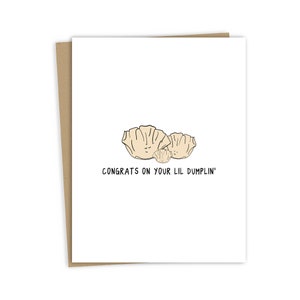 Baby douche kaart "Gefeliciteerd met uw Lil Dumplin" | Grappige kaarten voor aanstaande ouders - Leuke Punny-kaarten voor babyborrels - Blanco binnenkant