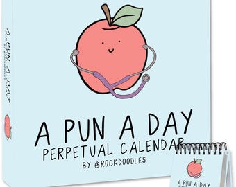 Rockdoodles A Pun A Day Perpetual Calendar | Funny Calendar Day to Day for Home or Office, Daily Calendar