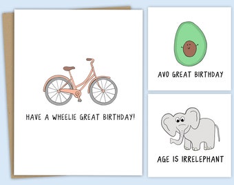 Funny Birthday Cards, 7 Different Designs | Funny Happy Bday Cards For Him or Her- Fun Joke Humor Cards For Birthdays -Blank Inside