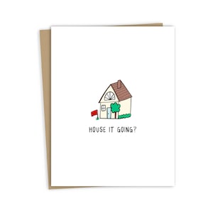 Divertente biglietto di inaugurazione della casa "La casa va bene?" / Divertente biglietto d'auguri per il trasloco per il nuovo proprietario di una casa - Divertenti biglietti con Punny per ogni occasione - Interno vuoto