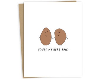 Funny Friendship Card "You're My Best Spud" | Funny Cards - Fun Punny Cards For Every Occasion - Best Friends Card -Blank Inside