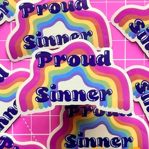 Proud Sinner Wavy Rainbow | Vinyl Pride Sticker- Lesbian, Trans, LGBTQ, Pansexual