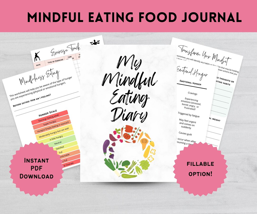 Mindful Eating Food Journal Printable Weight Loss Diary - Etsy Canada