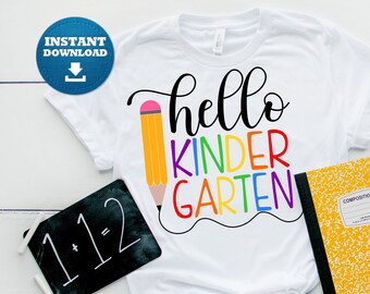Hello Kindergarten SVG, Commercial Use Okay, Back to School SVG, First Day of Kindergarten Svg, SVG, dxf, eps, png digital download