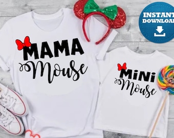 Mama Mouse and Mini Mouse SVG, Family vacation shirts svg, Mother Daughter svg, svg, dxf, eps, png digital download