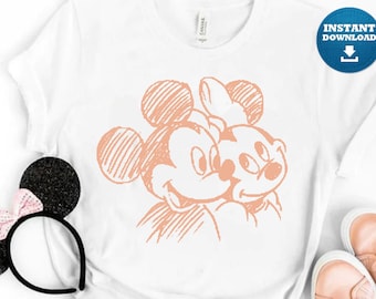 Mickey and Minnie sketch svg, dxf, eps, png digital download