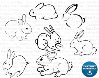 Bunny SVG Bundle, Rabbit SVG, PNG para sublimación, dxf, eps, png descarga digital