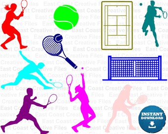 Tennis svg bundle, Tennis silhouettes svg, svg, dxf, eps, png téléchargement numérique