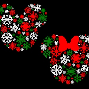 Mickey and Minnie head Snowflakes SVG, Mickey&#39;s Very Merry Christmas Party, ,  svg, dxf, eps, png digital download