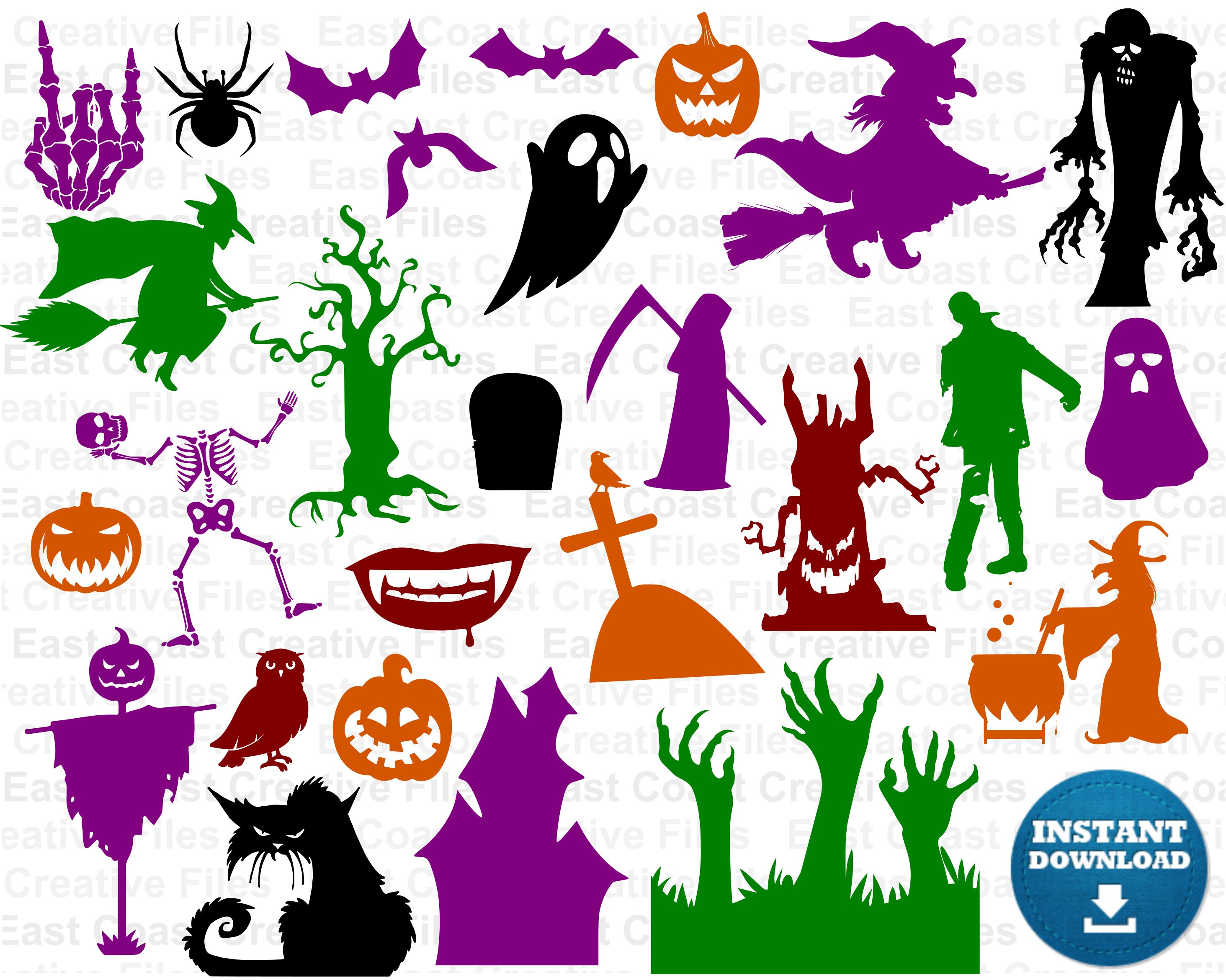 Halloween SVG Bundle 25 designs, Halloween silhouettes, Halloween png, , Halloween SVG for Silhouette, Cricut cut files, svg, dxf, eps, png