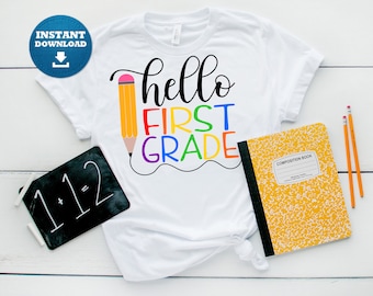 First Day of First grade SVG, Hello First Grade svg, Back to School SVG, SVG, dxf, eps, png digital download