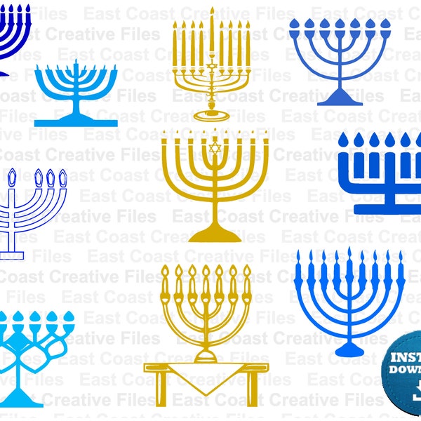 Menorah Hanukkah SVG svg, dxf, eps, png digital download