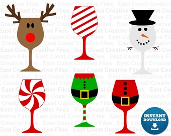 Christmas Wine Glasses SVG, Christmas wine glass svg, dxf, eps, png digital download