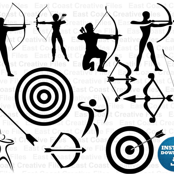 Archery SVG Bundle, Archery clipart and sublimation files, svg, dxf, eps, png digital download
