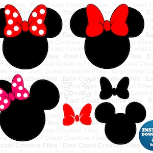 Minnie Mouse SVG, Minnie Mouse / Minnie Mouse head SVG / Minnie Mouse bow SVG Cut Files, , svg, dxf, eps, png digital download