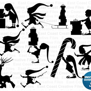 Elf svg bundle, Natale SVG, Elf silhouettes, Natale png, Natale SVG per Silhouette, Cricut cut files, svg, dxf, eps, png