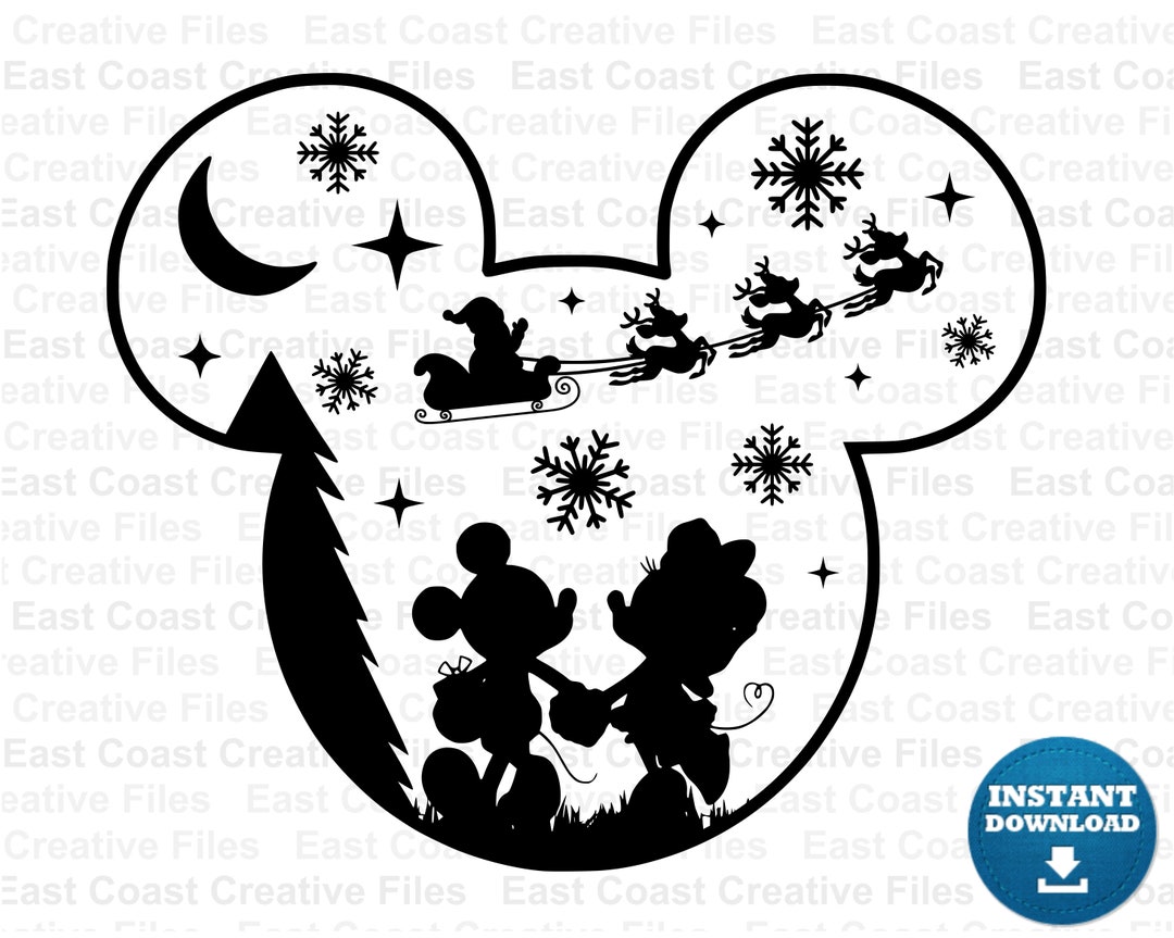 Mickey and Minnie Head Snowflakes SVG, Mickey's Very Merry Christmas