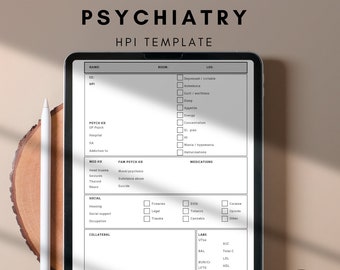 Psychiatry HPI Template: Fillable PDF for Healthcare Students