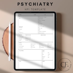 Psychiatry History and Physical Template Etsy