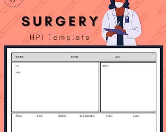 Surgery HPI Template: Fillable PDF for Healthcare Students