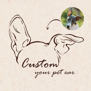Custom Drawn Pet Ear Portrait - Cat Dog Ear Outline Drawing - Pet Memorial Tattoo Line Art Design - Pet Ears Line Drawing -DIGITAL File Only