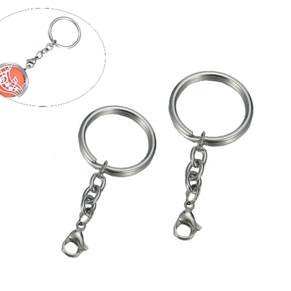 1PC 316L Stainless Steel Silver Key Chain Ring with Lobster Clasp Key Extended chain, Key Chain Making 60mm (2 3/8")