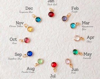 Add-on Birthstone Charm - Add Crystal Charm - Stainless Steel Birthstone Charm - Charm for Necklaces