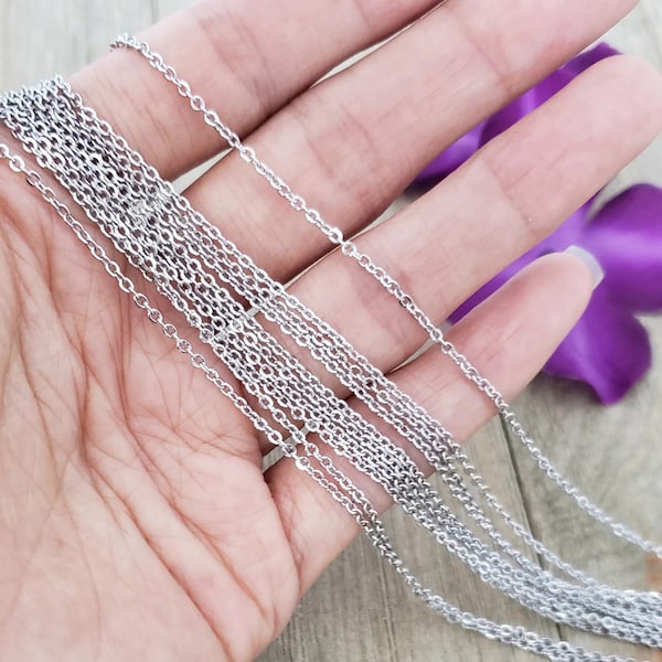 1.5mm width  Cable Chain Necklace, 16" with 2" Extender Chain,  Wholesale Stainless Steel Cable Chain, Classic Dainty Cable Chain