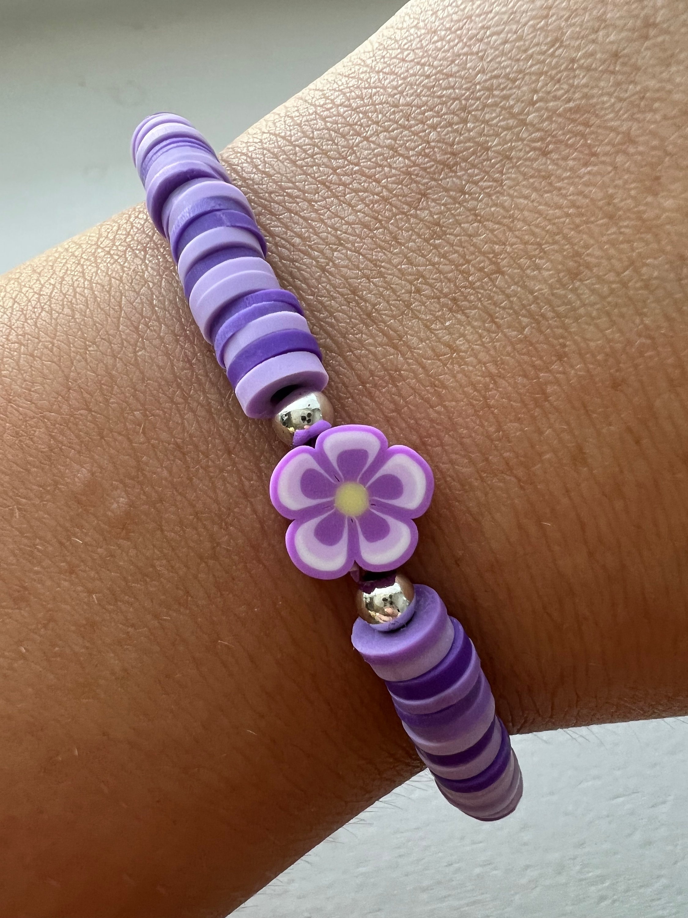 Clay Bead Bracelets Purple and Blue 