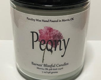 Peony Scented Candle 7oz Jar ParaSoy Wax Hand Poured, housewarming gift, gift