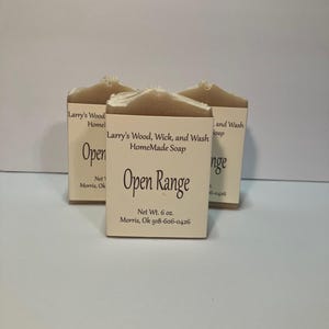 Handmade Bar Soap, Open Range scent, 3 Bars, 6oz bars