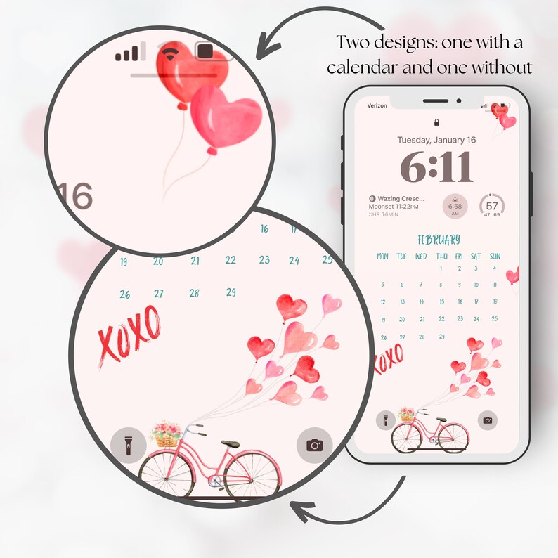 2024 February Calendar iPhone Wallpaper. Two Valentine's Day, Romantic