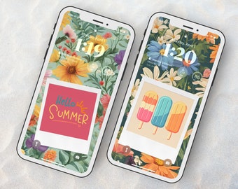 Summer Vibes iPhone Wallpaper: Floral Duo