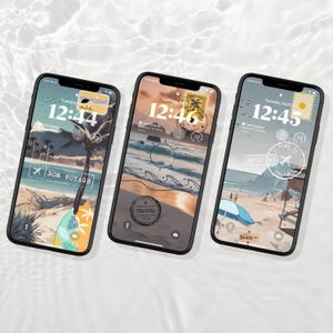 Sfondi per iPhone con cartoline estive: sfondi per telefono ispirati ai viaggi / Tre schermate di blocco per cellulari