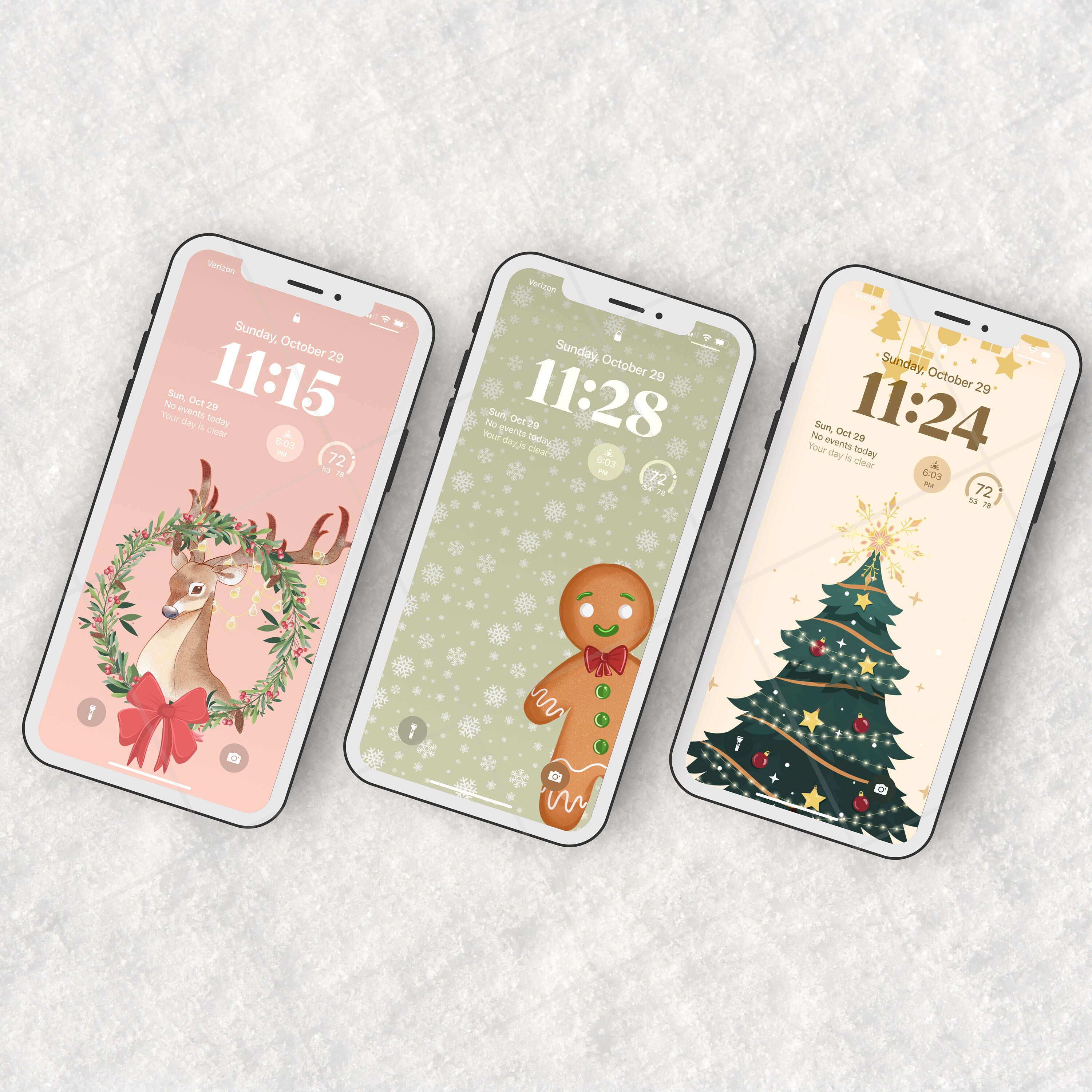 Christmas Spirit Holiday Themed iPhone Wallpaper | Three Comfortable