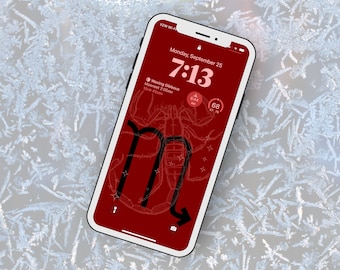 Fondo de pantalla para iPhone del signo del zodíaco Escorpio / Fondo de pantalla para teléfono con un horóscopo / Constelación del octavo signo del zodíaco / Signo de agua astrológico